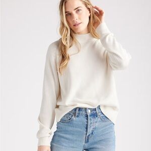 Quince - 100% Organic Cotton Mock Neck Sweater in Ivory